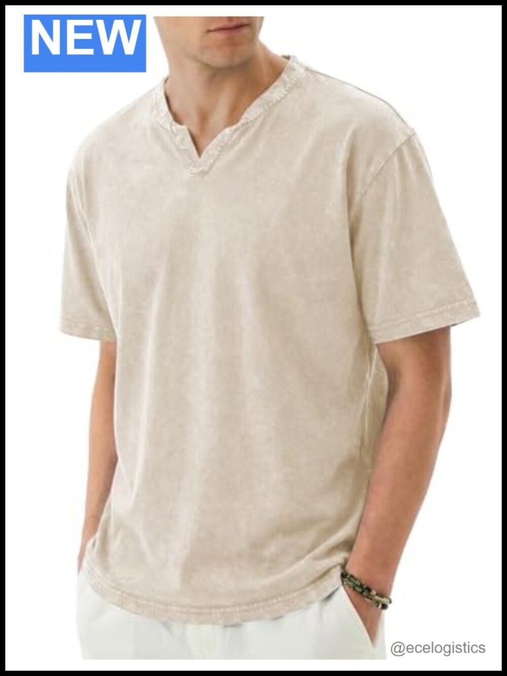 Cotton Vintage Washed V Neck Drop Shoulder Oversized T Shirt